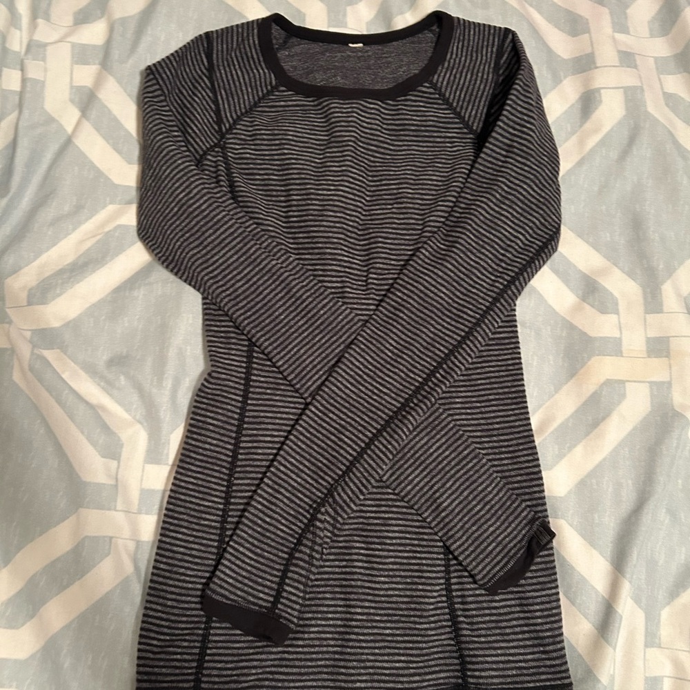 lululemon athletica Black and Gray Striped Sweater